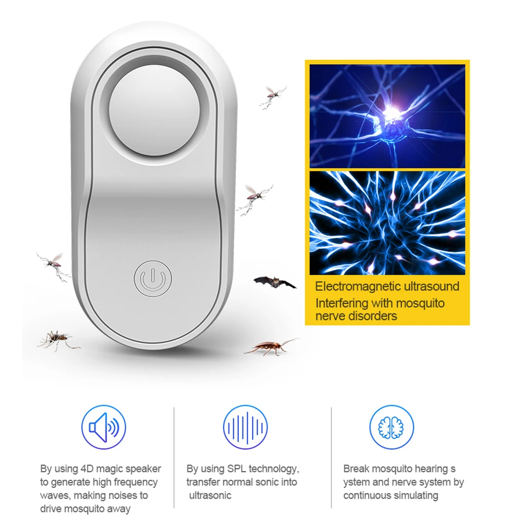 

Outdoor Portable Electronic Sonic Repellent Mosquito Insect Bugs Mice Ants Spiders Roach Repellents Pest EU/US/GB/AU Plug