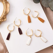 AOMU S925 Стерлинговое Серебро булавка Корея Мода красочная Эмаль Геометрическая круглая серьга-гвоздик капля серьги для женщин Девушка Pendient