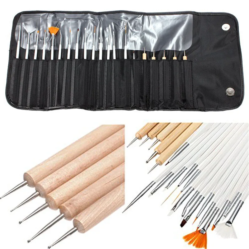 Design Painting Dotting Detailing Nail Art Pen Brushes Bundle Tool Kit Set Nail Brush 20pcs Set