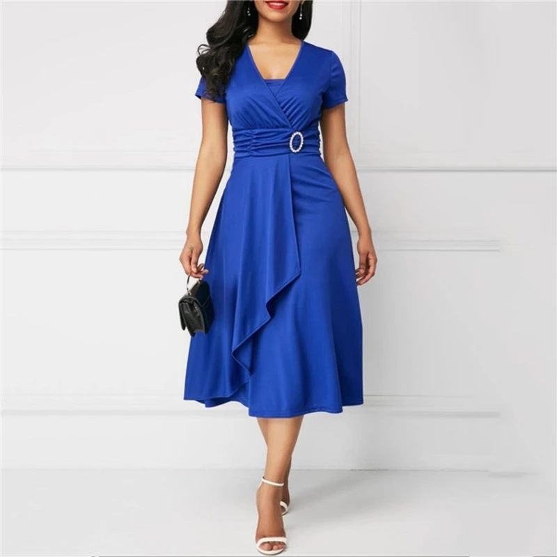 

Summer sexy dress 2019 XL plus size fashion exquisite dress wine red asymmetric V-neck short sleeve dress vestido feminina JD103