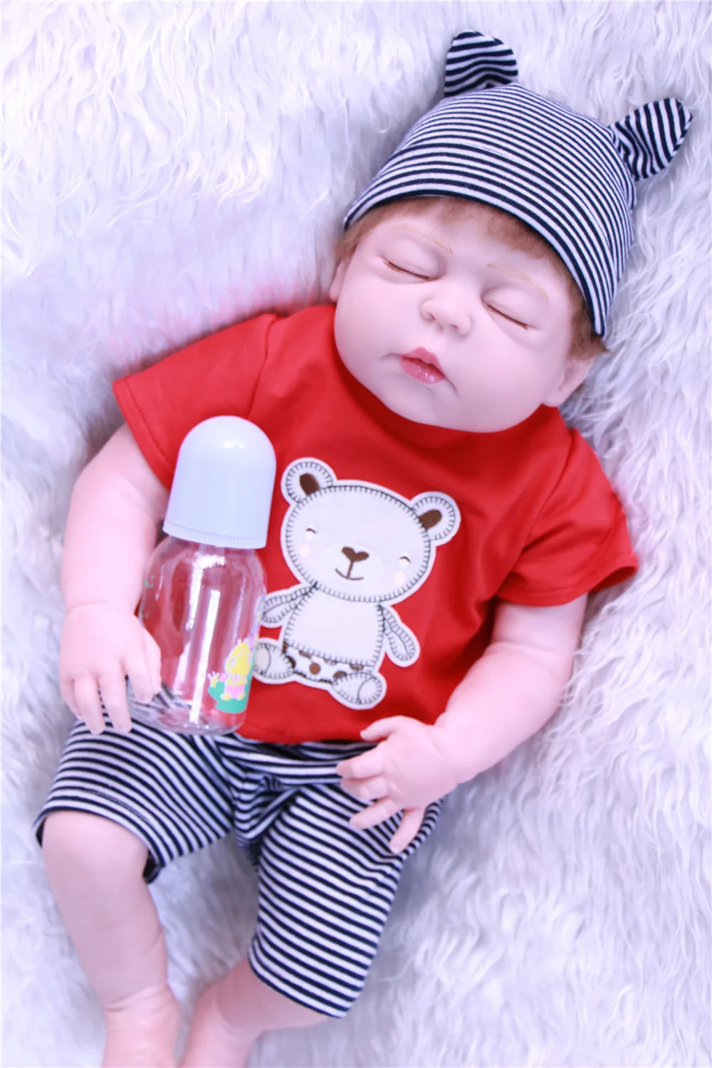 

22" Full silicone reborn dolls lifelike sleeping newborn boy fashion children gift dolls bebe real reborn bonecas