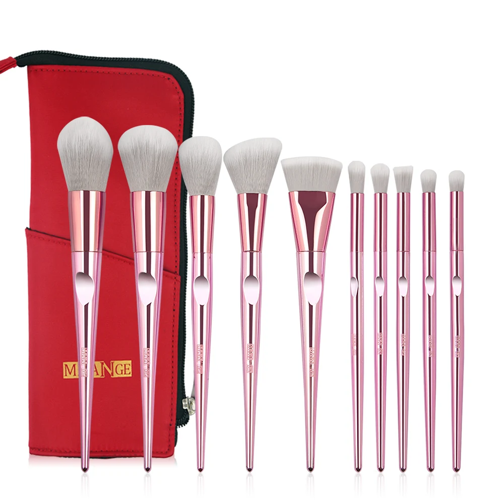 

MAANGE New Arrival Brushes 10pcs Pink Makeup Brushes Set Beauty Make Up Brush & 1PC Cosmetic Bag Women Blush Powder Foundation