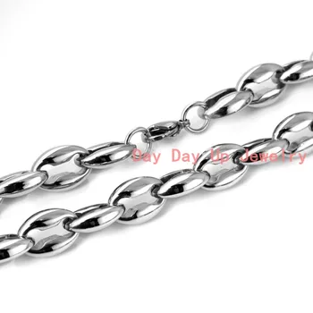 

6/7/12mm 7-40" High Quality 316L Stainless Steel Silver Handmade Jewelry Coffee Bean Link Chain Mens Womens Necklace Or Bracelet