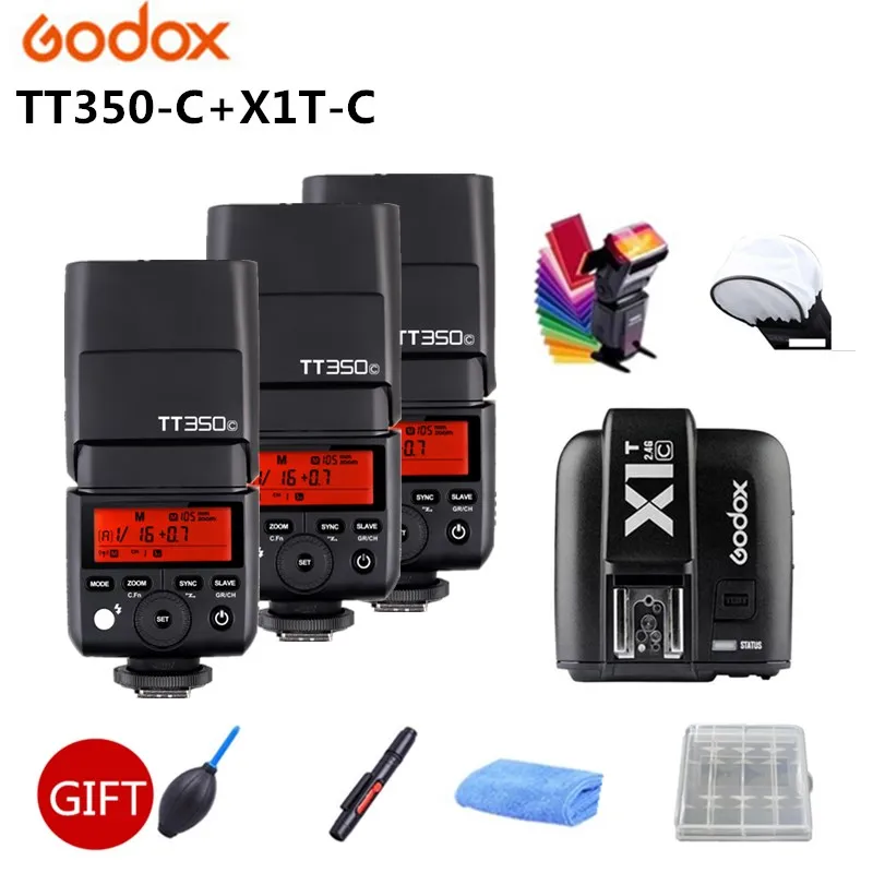 Вспышка Godox TT350C DC flitser GN36 2,4G ttl вспышка Speedlite+ X1T-C триггер для камеры Canon 500d 450d 7d 5d Mark III - Цвет: 3xTT350C  X1T-C