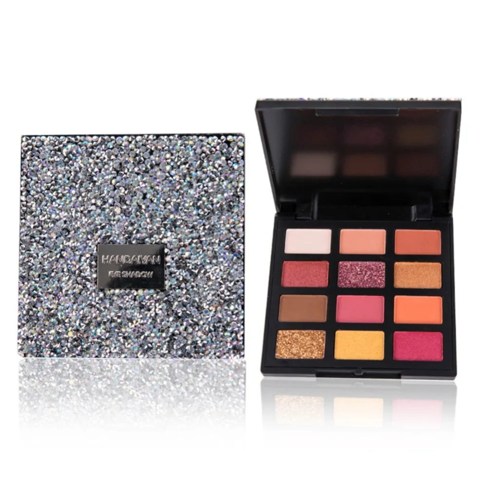 

Makeup Nude Brown Glitter Eyes Palette Waterproof Pigment 9 Color Eyeshadow Eye Shadow Glitter Palette