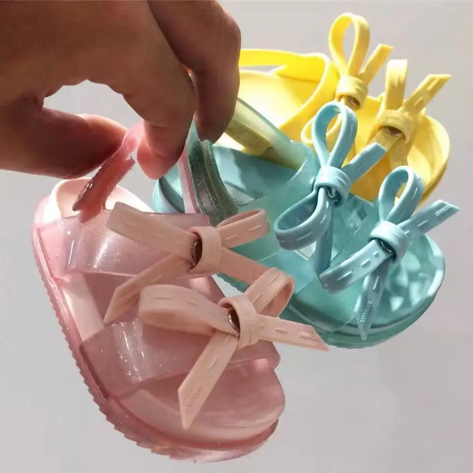 Mini Melissa/ г. Космические сандалии прозрачные сандалии для девочек босоножки для девочки принцессы с бантом детская пляжная обувь Нескользящая детская мини Melissa Baby