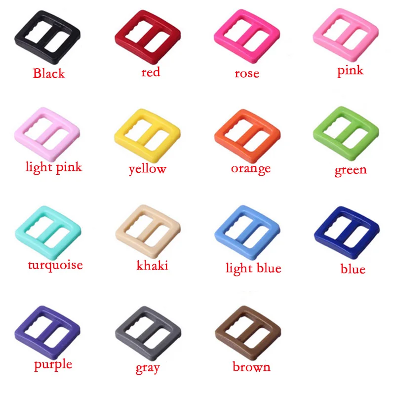 

100pcs/Pack 3/8" Plastic Mix Colors Slider Tri-Glide Adjust Tri ring Buckles Backpack Straps Webbing 10mm #A038