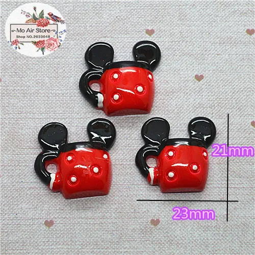 

10pcs Resin kawaii red mickey mouse cup flat back Cabochon Art Supply Decoration Charm Craft DIY 21x23mm