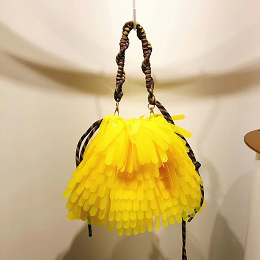 

Casual Sequin Shoulder Bag Women Hand-woven Rope Handbags Solid Color Summer Messenger Bags Crossbody Bags Phone Purse New 2019