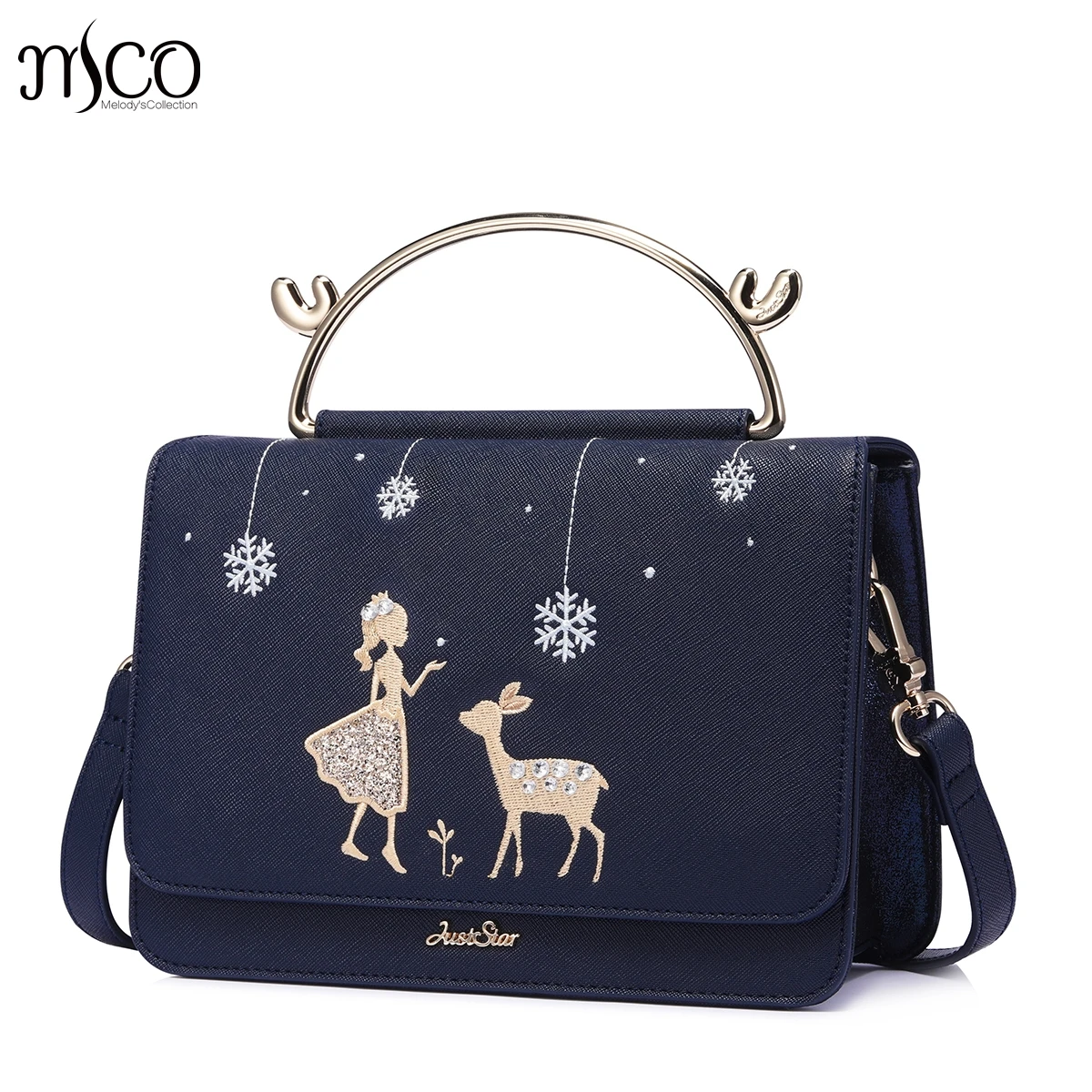 

Brand Design Fashion Snow Princess Deer Embroidery Women Leather Girls ladies Ladies Handbag Crossbody Shoulder Flap Bags bolsos