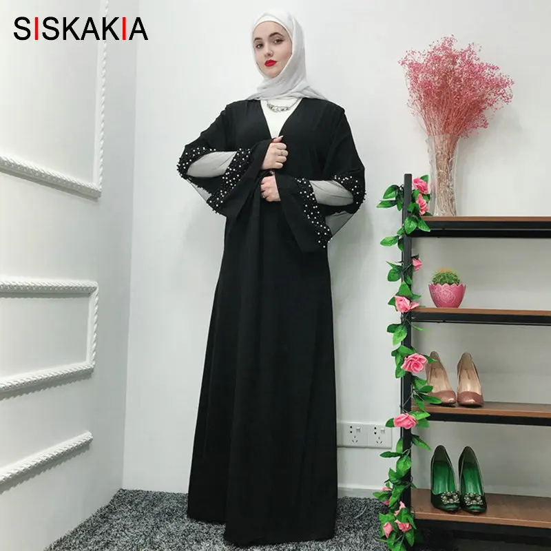 Siskakia Кружевная Сетка прозрачная Лоскутная черная модная мусульманская