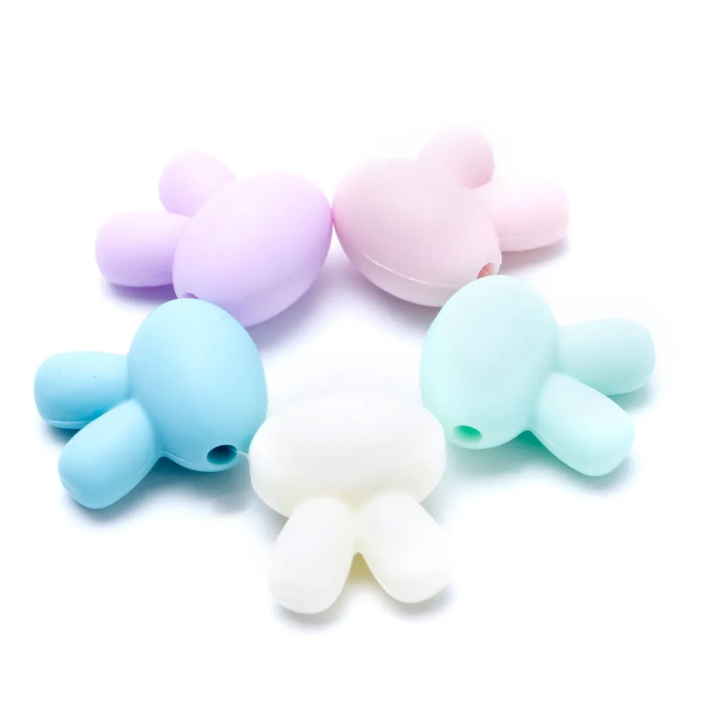 

JAVRICK 5PCS Rabbit Silicone Beads Baby Teething Teether BPA Free Necklace Making Chew Toy Green/Blue/Light Yellow/Pink/Purple