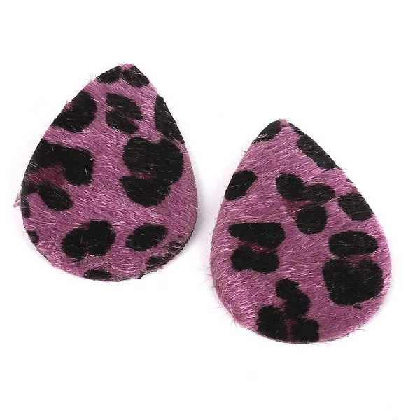 2-4pcs/pack Water Drop/Oval Shape Fashion Leopard Print PU Leather Charm Pendant DIY Decor Clothes for Jewelry Making Material - Цвет: 55x35mm 2pcs