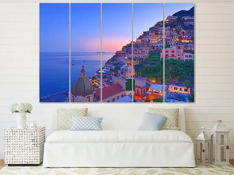 Картина с большими Positano итальянский пейзаж цветная большая стена художественный