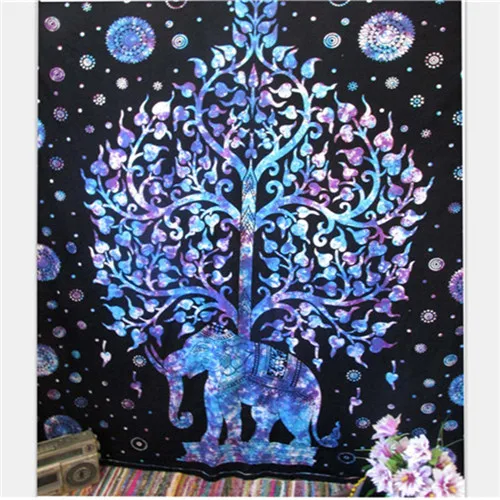Медуза Boho Фиолетовый Слоны настенный гобелен yoga коврик пляжное полотенце в качестве домашнего декора - Цвет: lanseshuxiang