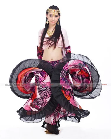 720 градусов Печатный танец живота Юбка Племенной Макси Цыганский танец живота костюм Одежда для женщин длинные цыганские юбки