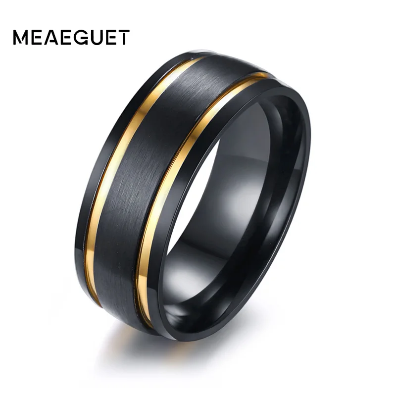 

Meaeguet 8mm Trending Stainless Steel Rings For Men Fashion Daily Wear Rings Wedding Bands Jewelry USA Size