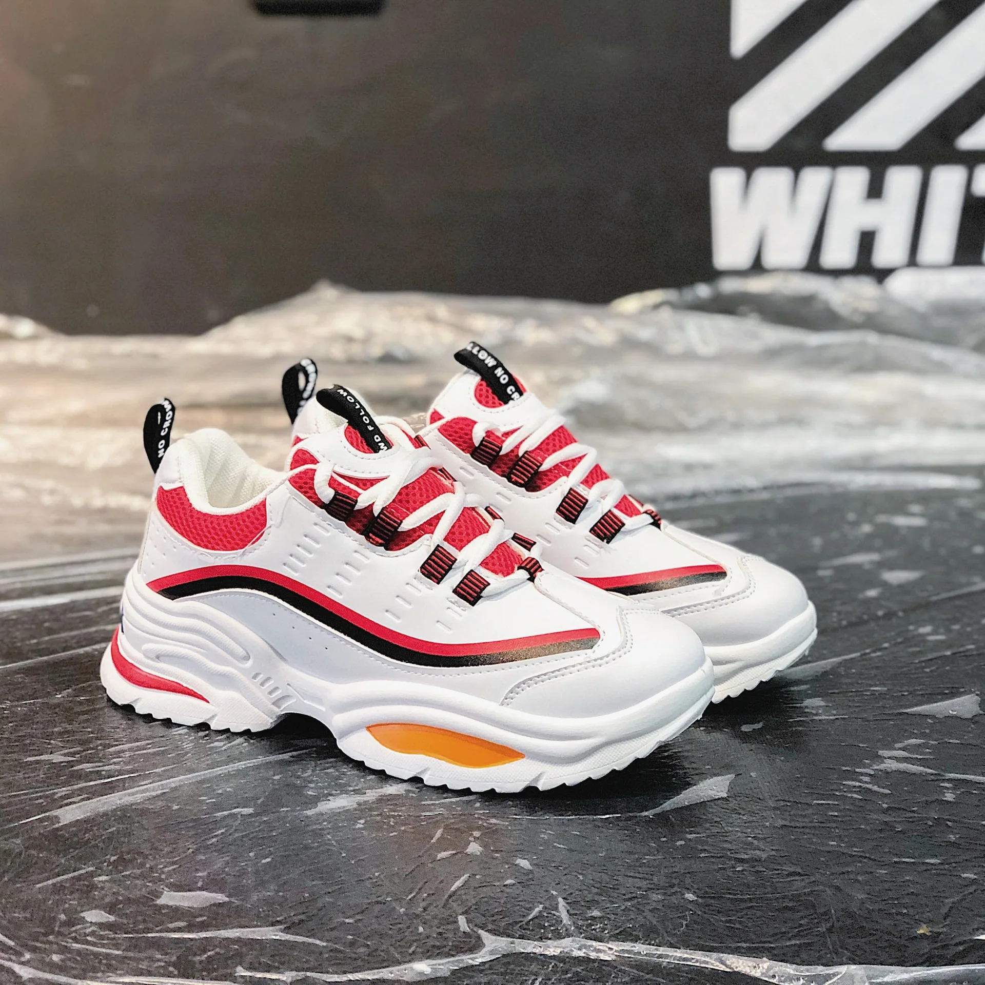 

Men 2019 SS New Dad Shoes Sneakers Chunky Wedge Hip Hop INS Hot Casual PU Upper Lace-up Low Top Breathable High Quality Shoes