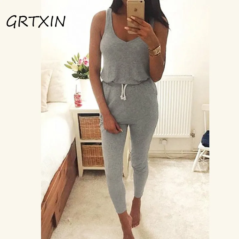

GRTXIN Casual Summer Fashion Women Romper Sexy Vest Sleeveless Slim Waist Overalls Jumpsuit