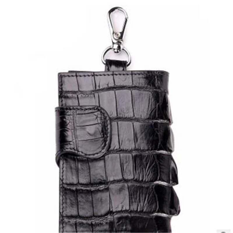 

2018 High Quality Casual Men Crocodile Leather Key Wallet Mini Purses Women Multifunction Black Genuine Leather Card Wallets