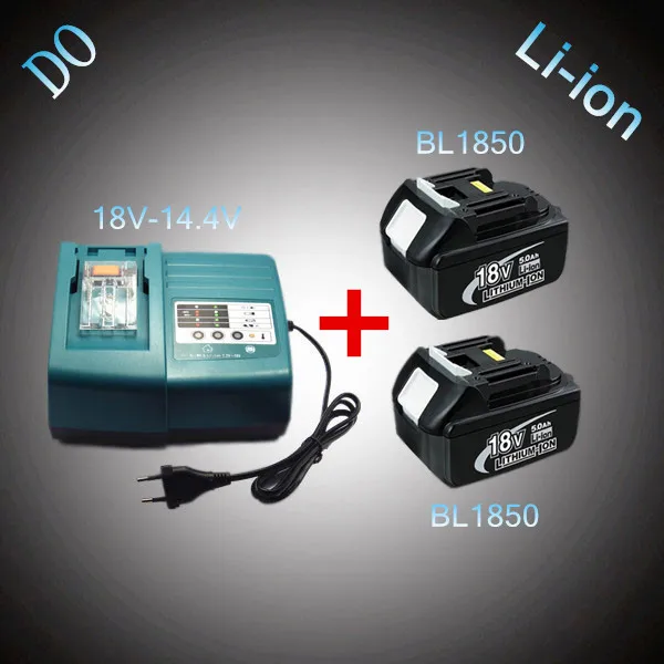 

2PCS Spare Rechargeable Lithium Ion 18V 5000mAh BL1850 with Power Tool Battery Charger Replacement for Makita 18V DC18RC DC18RA