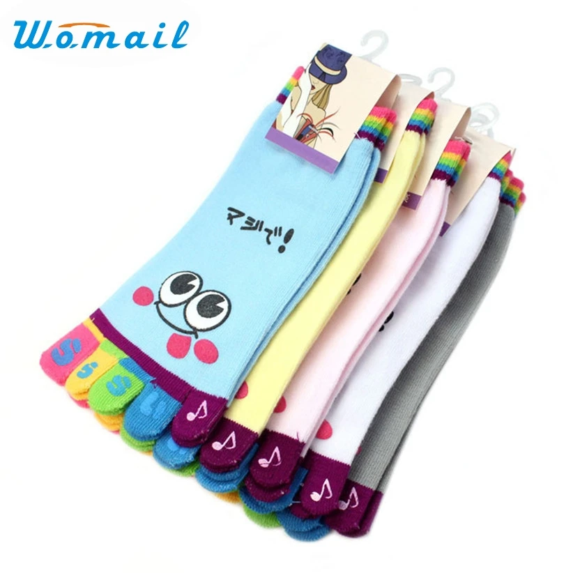 Дизайн Womail; Модные женские и девичьи короткие носки со смайликами и пятью пальцами с японскими буквами; June29; Прямая поставка; fed30