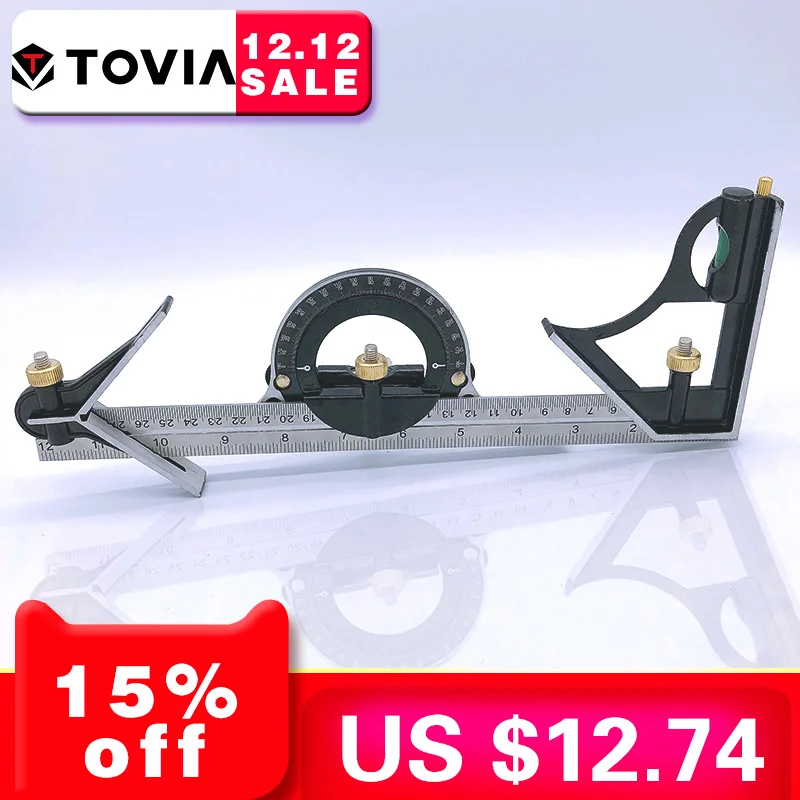 

3 In1 Adjustable Ruler Multi Combination Square Angle Finder Protractor 300mm12"Measuring Set Tools Universal Ruler Right Angle