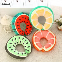 Плюшевые фрукты u-образная подушка для шеи Подушка для поддержки головы мягкие фрукты, арбуз киви грейпфрут офис автомобиль самолет плюшевые подушки