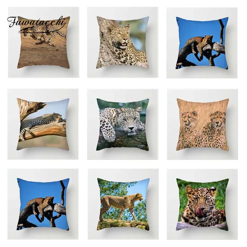 

Fuwatacchi Animals Series Cushion Cover Cheetah Leopard Printed Pillows Cover for Home Sofa Decorative Throw Pillowcases 2019