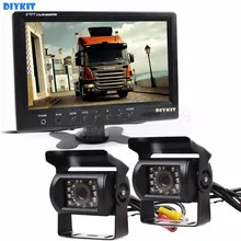 DIYKIT Wire 9 inch Rear View Monitor Car Monitor + 2 x Rear View Waterproof CCD Car Camera Kit for Bus Horse Trailer Motorhome