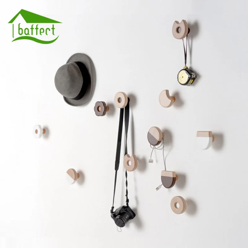 Creative Wood Hanger Hook Home Decor Cookie Shape Minimalist Style Wall