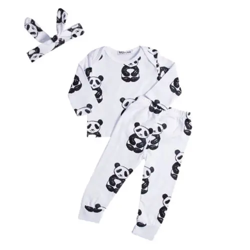 3Pcs Clothes Suit!!  Newborn Baby Girl Boy Cartoon Animal Long Sleeve Tops Sweatsuit Pants Headband Clothes Set