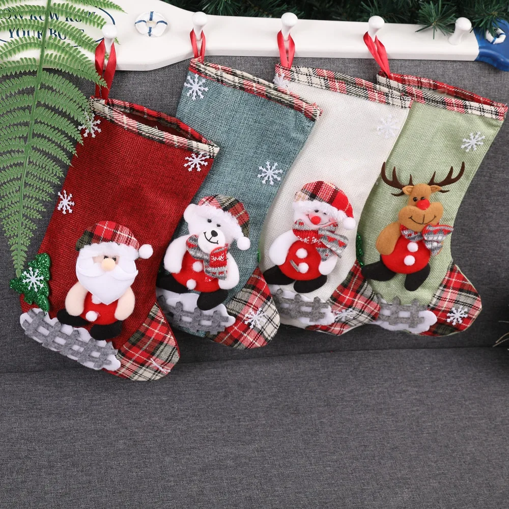 Рождественские носки с подвеской, украшения, рождественские конфеты, Подарочная сумка, рождественские украшения для чулок, Adventskalender, Санта-мешки