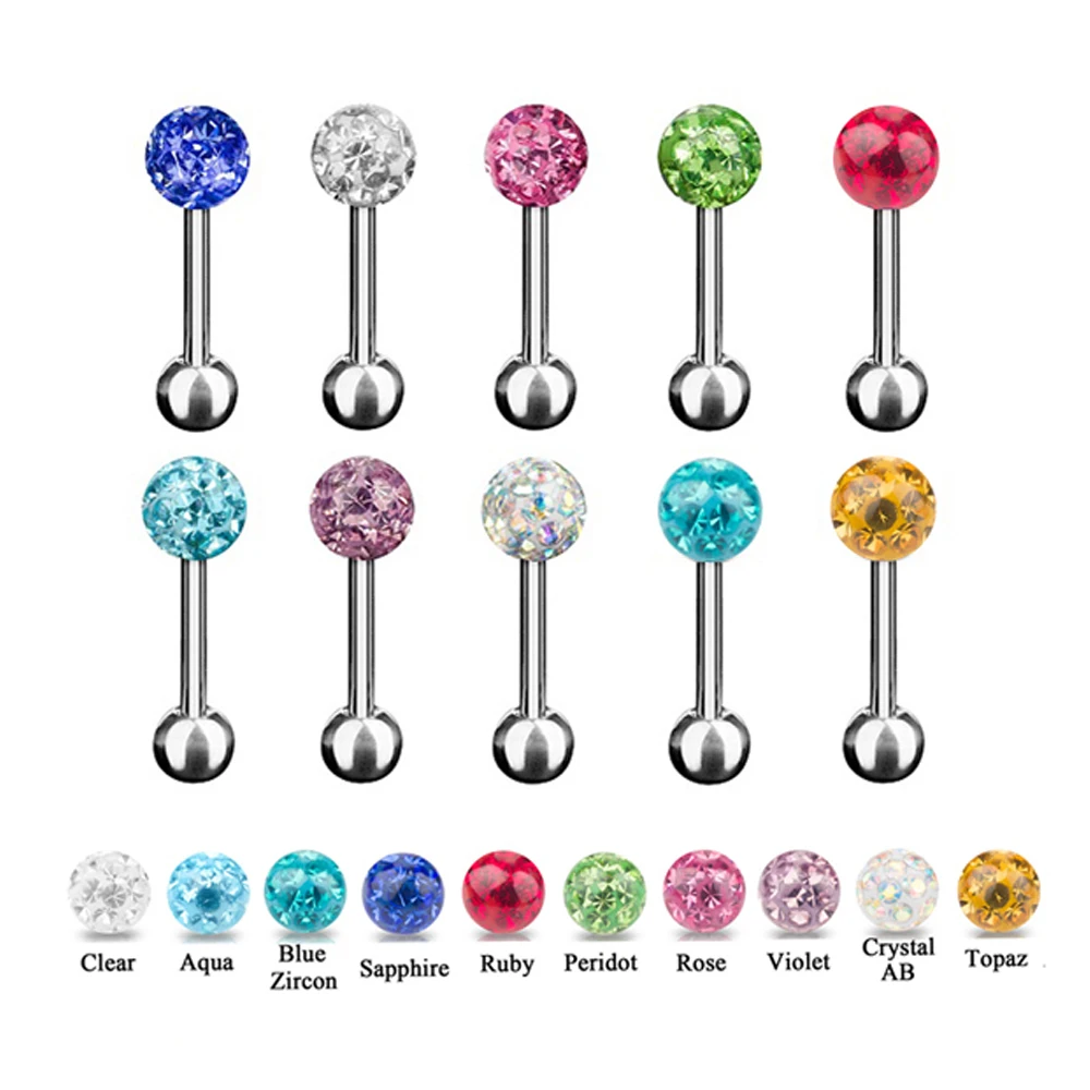 10piece Epoxy Crystal Ferido Ear Tragus Helix Earring Stud Cartilage
