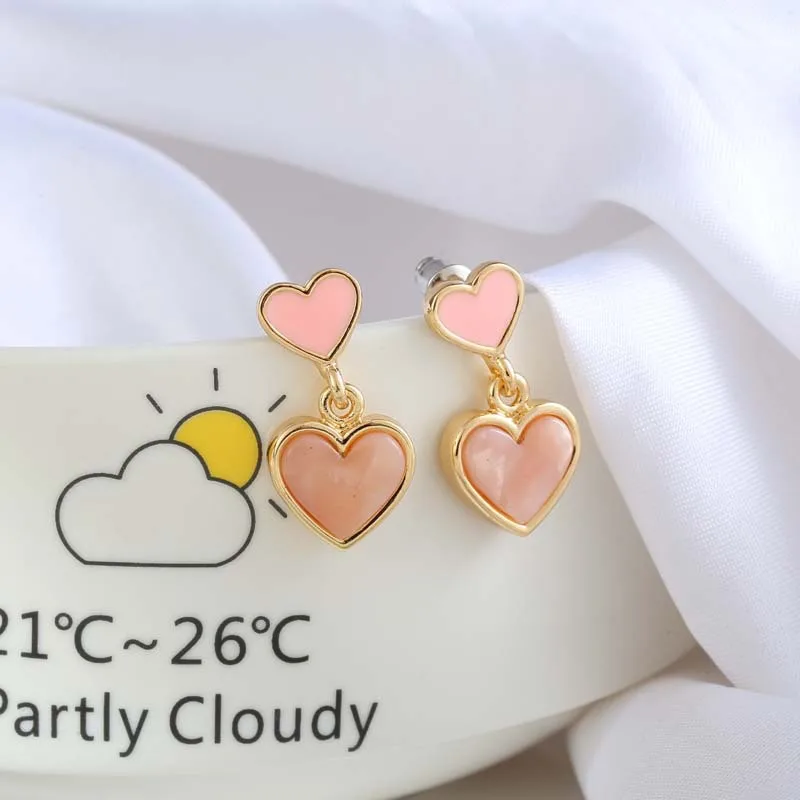 

Cute Pink heart clip on earing jewelry womens earclips false earring cuff