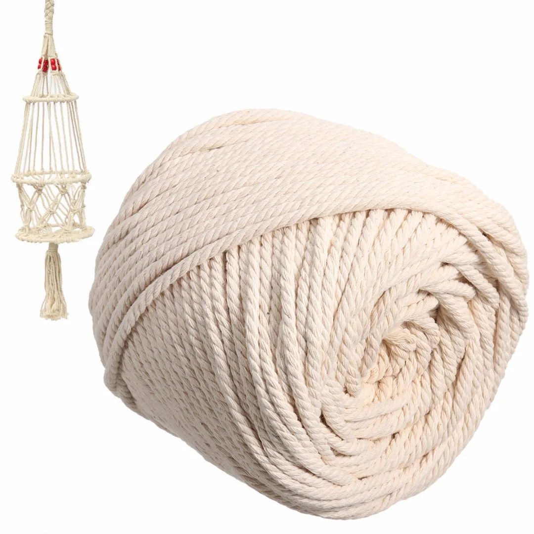 

5mmx90m Beige Natural Cotton Twisted Cord Rope Bohemian Craft Macrame Artisan String For Handmade DIY Sewing Craft