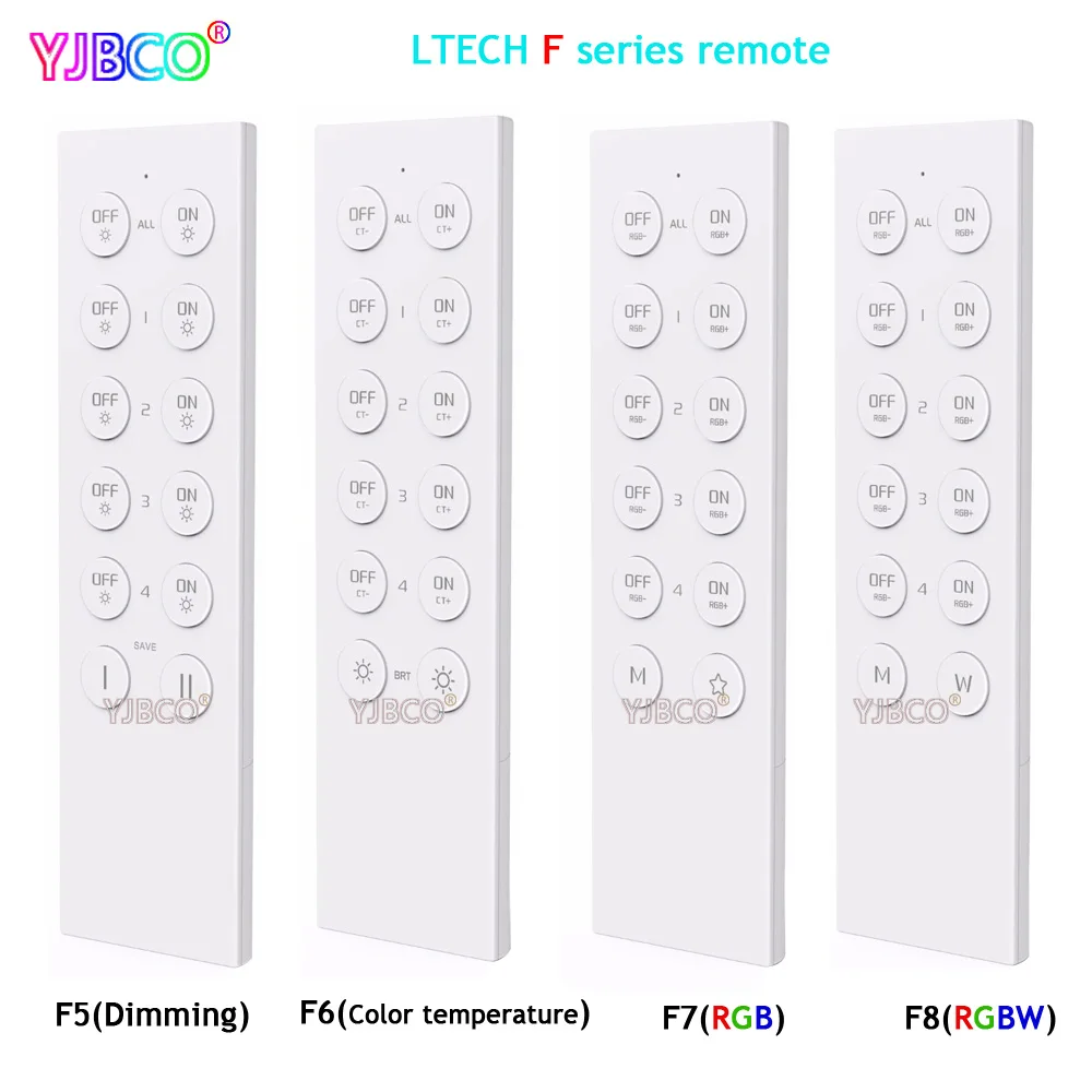 

F5 F6 F7 F8 dimmimg Color Temperature RGB RGBW 2.4G 4 zone Remote Control for single color Double white RGB RGBW led strip