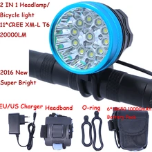2 в 1 фары фара 20000 люмен 11 x XM-L T6 светодио дный Прокат света на велосипеде фара+ 18650 Батарея пакет+ Зарядное устройство