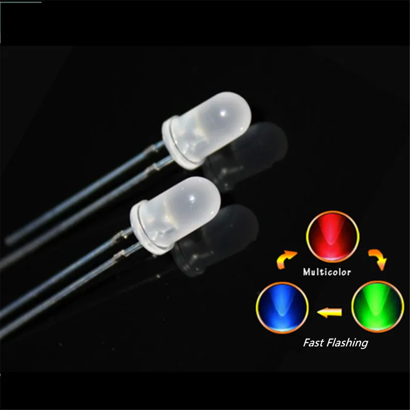 100pcs 5mm RGB Fast /Slow Flashing led Diode Color Changing Blinking