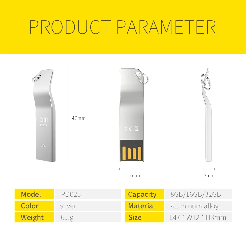 DM PD025 8 ГБ 16 ГБ 32 ГБ USB флеш-накопитель металлический флеш-накопитель брелок Водонепроницаемая USB флешка флеш-накопитель USB диск