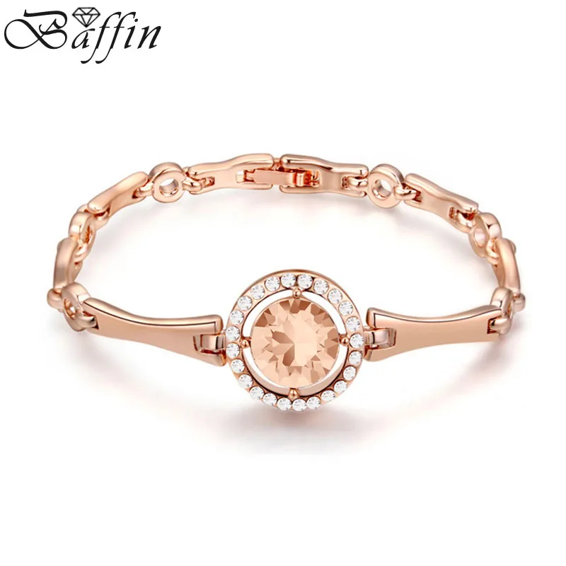 Модные браслеты Baffin с кристаллами Swarovski цвета розового золота качественные часы