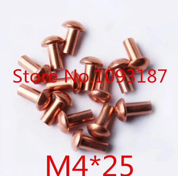 50pcs M4*25 M4 x 25 Brass Copper Half Round Pan Head Solid Rivets