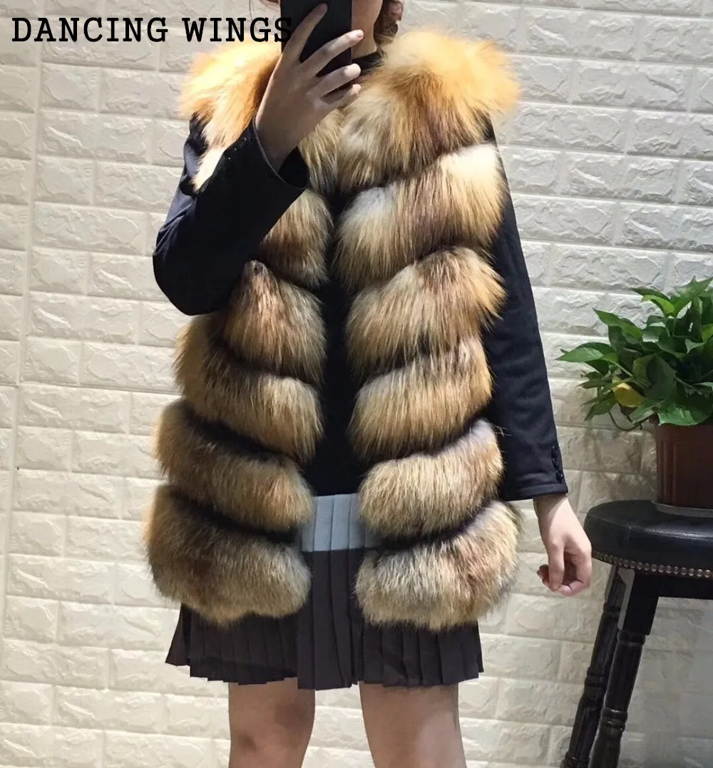 Gilet Hiver Veste Réel Épais Red Fourrure Naturel Femmes Russe Fox Style Véritable yvmnw80NO