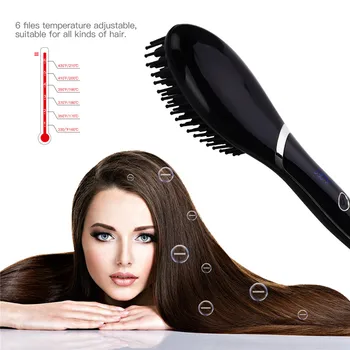 

Ionic Hair Straightener Brush PTC Ceramic Fast Hair Straightening Flat Irons LED Display Anti-scald Auto Straight Hair Comb 4950