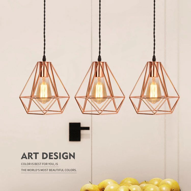 Us 35 54 20 Off New Modern Plating Metal Cage Pendant Lamp Vintage Plating Rose Gold Birdcage Creative Hanging Lamp For Restaurant Living Room In