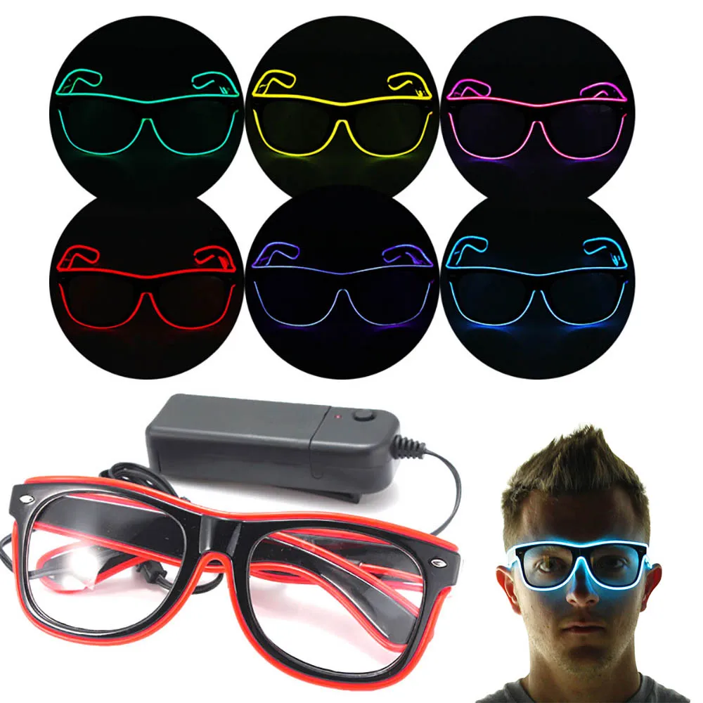 

LED EL Wire Glasses Light Up Glow Flashing Sunglasses Eyewear for Raves Party