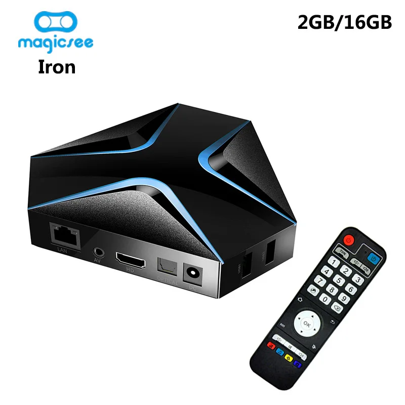 

Magicsee Iron Smart TV Box Android 7.1 2GB DDR3 16GB EMMC Amlogic S905X Quad Core Set Top Box 2.4GHz Wifi OTA 4K HD Media Player