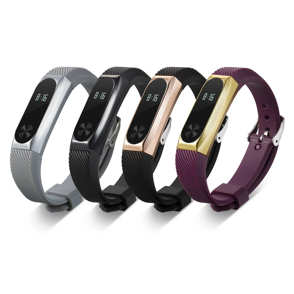 

Fashion Replace Strap For Xiaomi Mi Band 2 Replace Strap Smart Watch With Metal Case Cover Protector Smart Accessories QIY27 DT