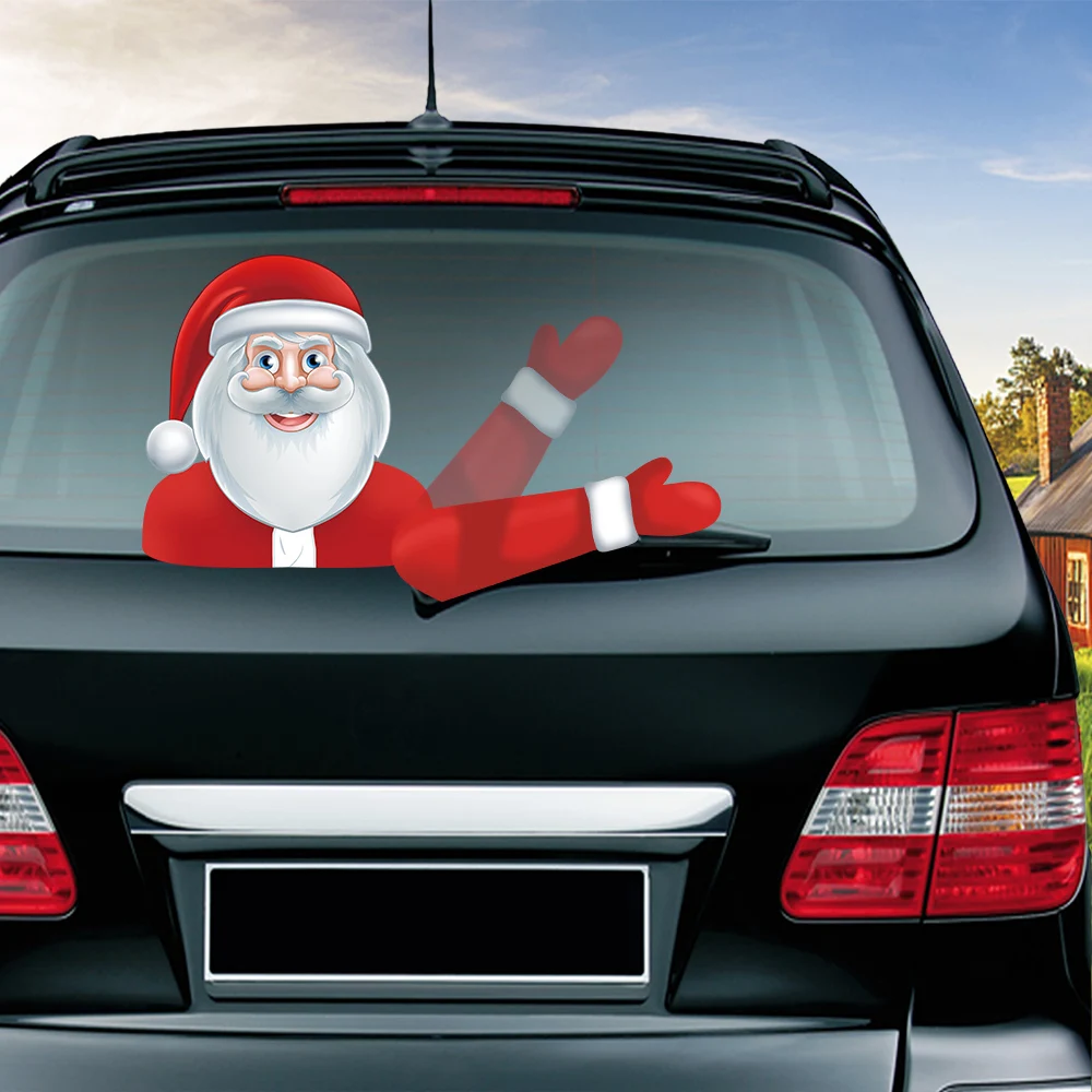 

Santa Claus Waving Wiper Decals PVC Car Styling Rear Window Wipers Stickers Rear Windshield Stickers for Car Stickers And Decals