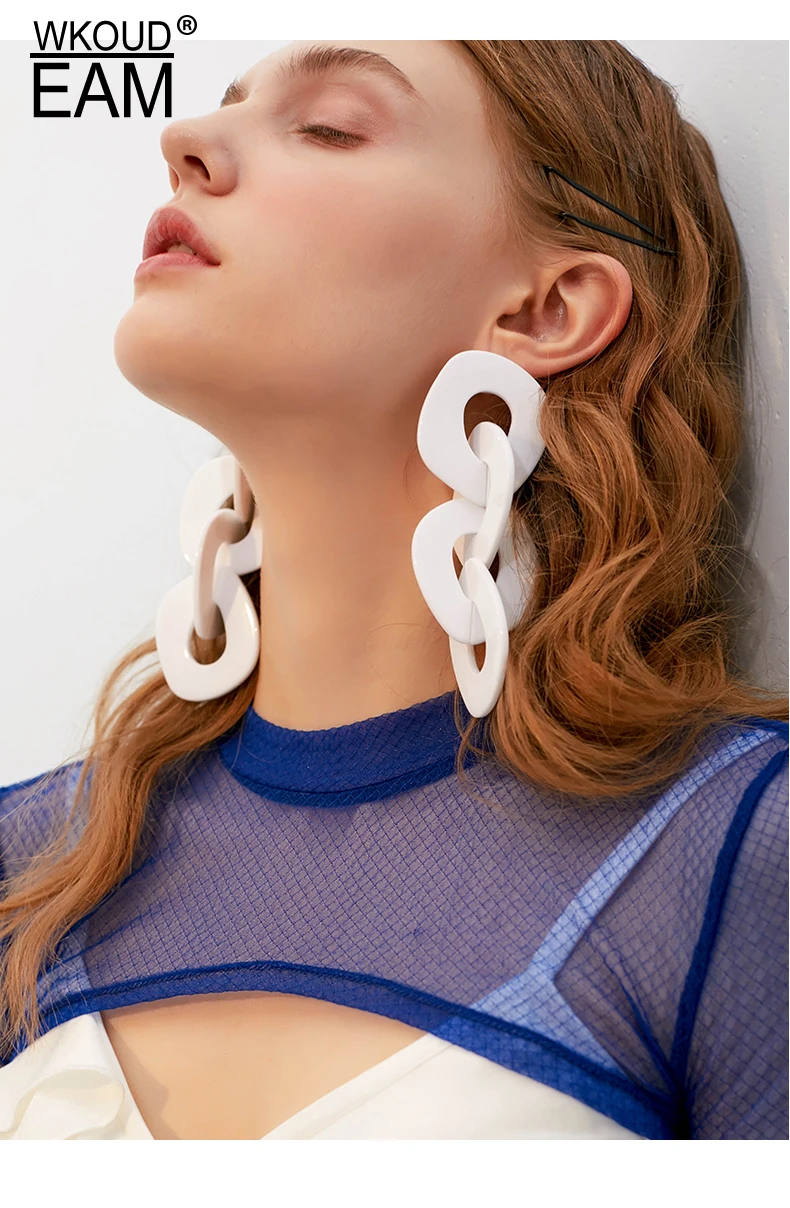 

WKOUD EAM 2019 New Woman Rhinestone Earrings Irregular Chain Personality Fashion Female Jewelry Accessories Party Gift 6#JX907